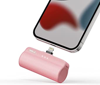 iWALK Mini Portable Charger for iPhone with Built in Cable, 3350mAh Ultra-Compact Power Bank Small Battery Pack Charger Compatible with iPhone 14/13/13 Pro/12/12 Pro/11/XR/XS/X/8/7/6,Pink