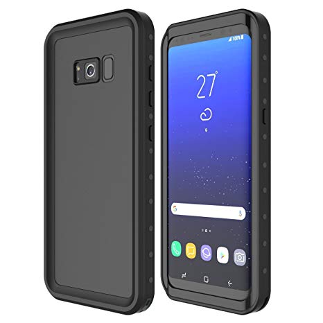 Galaxy S8 Waterproof Case, iThrough 6.6ft S8 Underwater Phone Case, Dust Proof, Snow Proof, Rain Proof, Shockproof, Heavy Duty Clear Touch Screen Protective Carrying Case Cover for Galaxy S8 (Black)