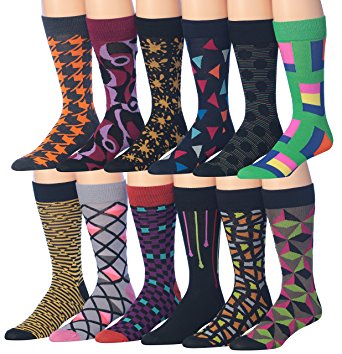 James Fiallo Mens 12 Pack Patterned Dress Socks