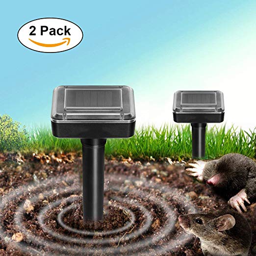 Upgrade Mole Stopper,Mole Away,Waterproof Outdoor Solar Powered Gopher and Vole Chaser Animal Stopper