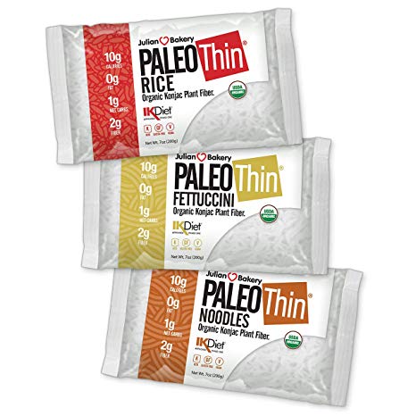 Organic Paleo Thin Noodles Rice Fettuccine Variety Box (6 Packs Total 2 Ea) Low Carb Keto Gluten-Free