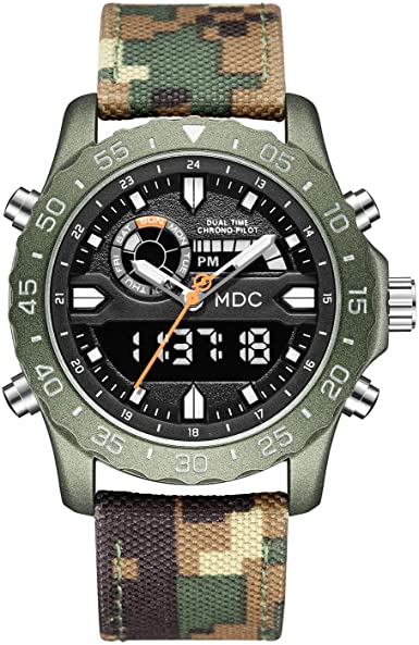 Big Face Military Tactical Watch for Men, Mens Outdoor Sport Wrist Watch, Large Analog Digital Watch - Dual Display Japanese Movement, Heavy Duty Stainless Steel Case, 3ATM Water Resistant