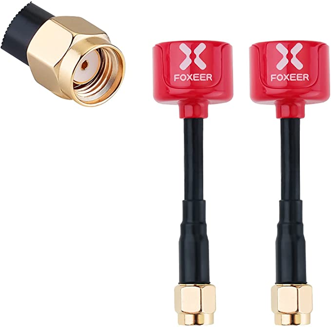 FPV Antenna: Foxeer Lollipop V4 RP-SMA Male Antennas 5.8G 2.3dBi RHCP Super Mini TX RX Omnidirectional Antenna for RC FPV Racing Drone Multicopter 2pcs (Red)