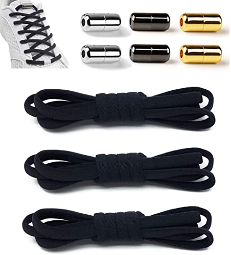 [2 Pairs-3 Pairs] Elastic No Tie Shoelaces String for Kids, Adult, Half Round One Size Fits All-13 Colors