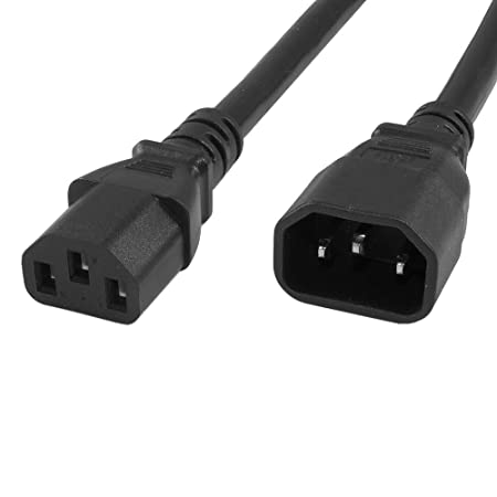 Grandmax 20 FT [2 Pack] Heavy Duty Computer Power Extension Cable - NEMA C13 to C14 SJT, 14AWG 250V 15A, UL/CSA,Black