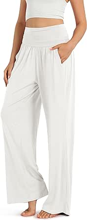 ODODOS Women's Wide Leg Palazzo Lounge Pants with Pockets Light Weight Loose Comfy Casual Pajama Pants-28/30"/32" Inseam