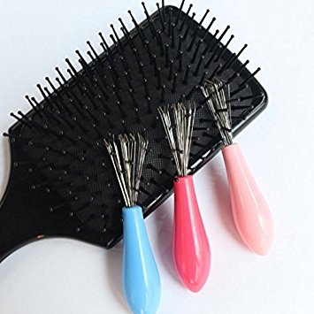 Hair Brush Cleaner Comb Cleaner Cleaning Remover Embedded Plastic Handle Tool 1PC( random color)