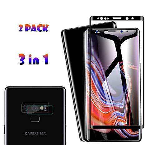 [2 Pack] Galaxy Note 9 Screen Protector Tempered Glass, Include a Camera Lens Protector with [Case Friendly] [Full Screen] [HD Clear] [Touch Responsive] for Note9 [6.4 inches]