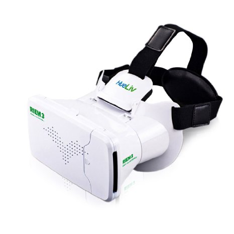 HueLiv RIEM3 VR Headset Google Cardboard Virtual Reality for 35-6 Smartphones for 3D Movies Games Immersion Experience Anywhere Anytime White