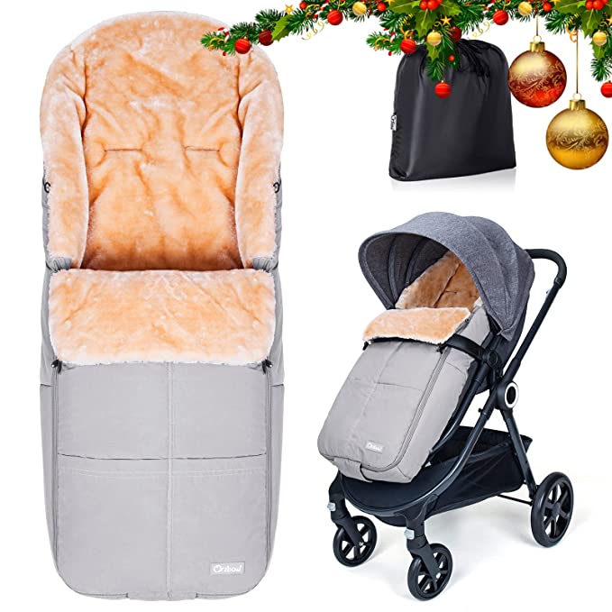 Orzbow Wool Warm Bunting Bag Universal,Christmas Gifts For Alaska,Stroller Sleeping Bag Cold Weather,Waterproof Toddler Footmuff (Light gray)