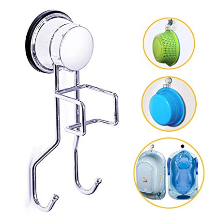 Baby Bath Tub Hooks Stainless Anti Rust Multifunctional Baby Bathtub Washbasin Strong Suction Cup Hooks Holder Clasp Heavy Hanger for Bathroom Kitchen (Silver-A)