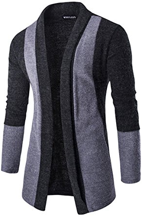 Whatlees Mens Casual Contrast Button Down Zip up Slim Cardigan