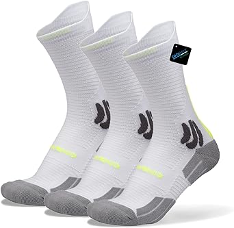 BRISIRA Coolmax Bamboo Viscose Compression Running Socks, Crew Moisture Wicking Cushion Anti Blister Hiking Socks