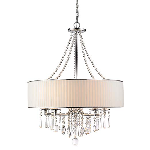 CLAXY Ecopower Lighting Crystal & Metal Drum Pendant Lighting Chandelier