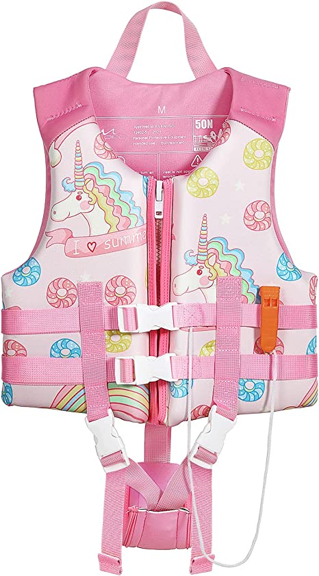 MoKo Swimming Vest for Kids 17.6-77 lbs, Clearance Children Swim Vests Water Activity Equipment Cute Pattern Watersports Swimming Device for Toddlers Boys Girls, S/M/L Size