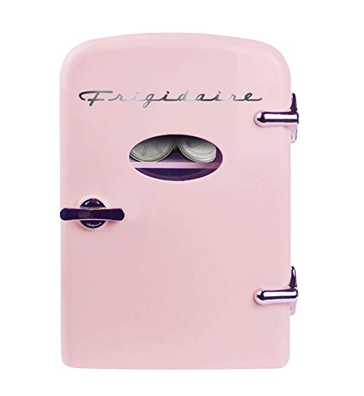 Frigidaire Retro Mini Compact Beverage Refrigerator, Great for keeping office lunch cool! (Pink, 6 Can)