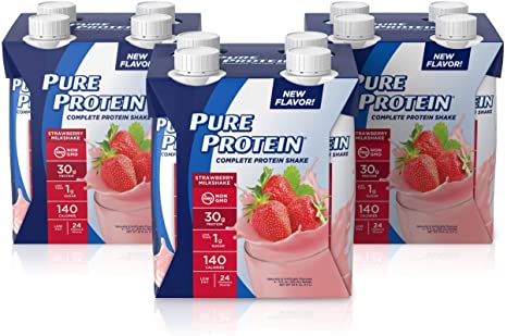 Pure Protein Complete Ready to Drink Shakes, High Protein Strawberry, with Vitamin A, Vitamin C, Vitamin D, and Zinc to Support Immune Health, 11oz, 12 Count