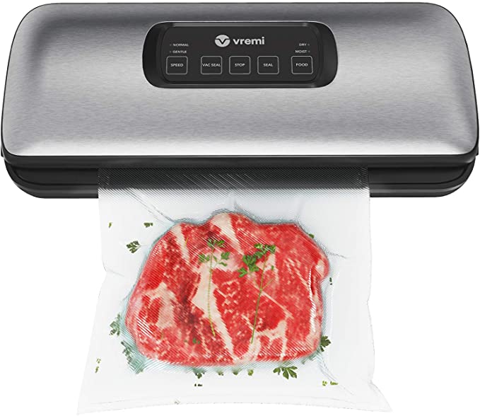 Vremi Vacuum Sealer Machine - Designed for Food Preservation and Sous Vide - Includes Starter Bags and Suction Hose for Jars and Containers