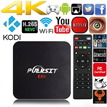 Puersit TV BOX Unlocked Android Fully Loaded KODI 16.0 1080P RK3229 1G/8G Quad-core Streaming Media Player with Wifi,4K,H.265
