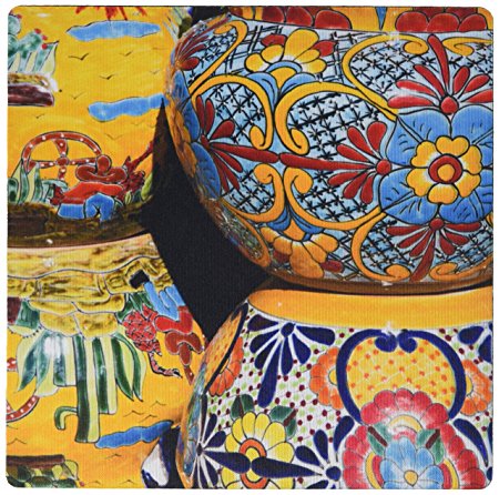 3dRose Arizona, Tucson, Tubac Traditional Hand-Painted Mexican Pottery Mouse Pad, 8" x 8" (mp_210077_1)