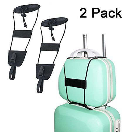 2 Pack Luggage Bungee Luggage Strap Add a Bag - Adjustable Travel Suitcase Belt Attachment Accessories