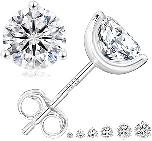 KRKC&CO Moissanite Studs Earrings, Sparkly Lab Created Diamond Earrings, S925 Sterling Silver, 0.6/1/1.2/1.6/2/3CT, D Color, VVS1, Vermeil 14K White Gold Jewelry Gifts for Women