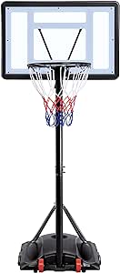 Yaheetech Outdoor Adjustable Basketball Stand, Portable Basketball Hoop Net System on Wheels