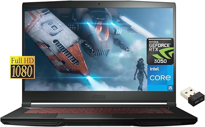 MSI 2023 Newest GF63 Gaming Laptop, 15.6" FHD IPS 144Hz Display, Intel Core i5-11400H Processor, NVIDIA GeForce RTX 3050, 16GB RAM, 1TB SSD, Wi-Fi 6, Backlit Keyboard, Bluetooth 5.1, Windows 11 Home