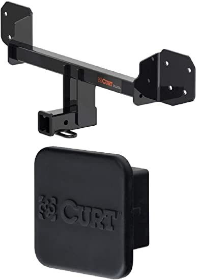 Curt 13410 22272 Class 3 Trailer Hitch with 2 Inch Receiver and 2 Inch Rubber Hitch Tube Cover Bundle for 10-19 Subaru Outback