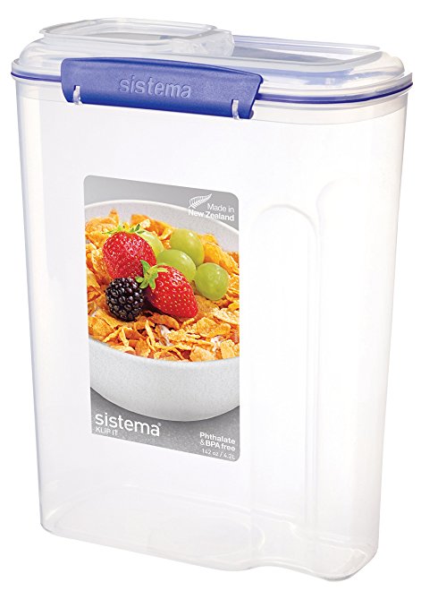 Sistema KLIP IT Cereal Container, 4.2 L - Clear with Blue Clips