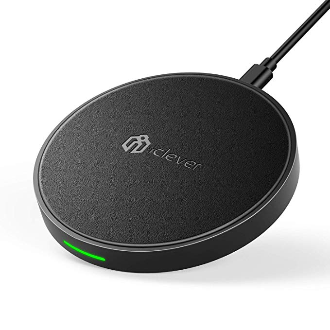 iClever Wireless Charger, 7.5W Wireless Charging Pad Compatible iPhone Xs Max/XS/XR/X/8/8 Plus, 10W for Galaxy S9/S9 /S8/S8 /Note 8, 5W for All Qi-Enabled Phones(No AC Adapter)