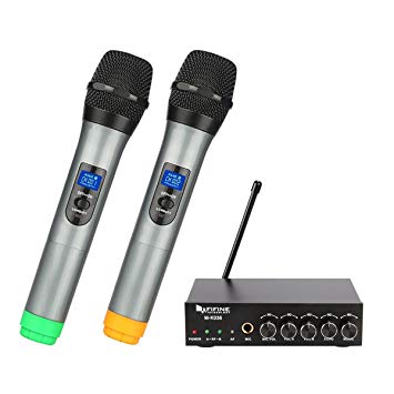 Fifine UHF Dual Channel Wireless Handheld Microphone, Easy-to-use Karaoke Wireless Microphone System. (K036)