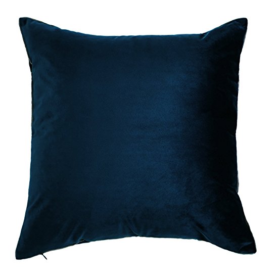 King Rose Decorative Home Solid Velvet Throw Pillowcase Super Luxury Soft Cushion Cover 20 x 20 Inches Navy Blue