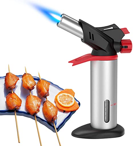 KeeKit Cooking Butane Torch, Culinary Cooking Blow Torch Kit, Refillable Professional Kitchen Food Torch with Safety Lock and Adjustable Flame for Baking, DIY, Creme Brulee, BBQ (Fuel Not Included)