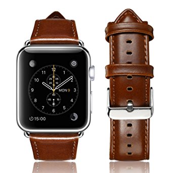 Apple Watch Band 38mm, Yearscase Retro Vintage Genuine Leather iWatch Strap Replacement for Apple Watch Series 3 Series 2 Series 1 Nike  Hermes&Edition - Brown