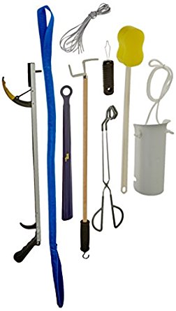 Sammons Preston Deluxe Hip/Knee Kit, Premium Recovery Kit Total Knee or Hip Surgery, Includes Reacher, Leg Lifter, Sock Aid, Shoehorn, Toilet Aid, Dressing Stick, Button Hook, Shoelaces, & Sponge