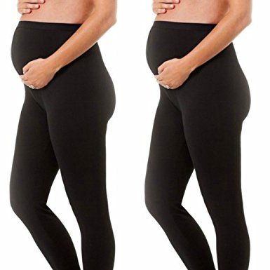Touch Me Black Maternity Leggings Soft Solid Stretch Seamless Tights One Size Fits All