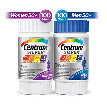 Centrum Silver Centrum Silver Men & Women Multi-Pack Multivitamn, Age 50  (200 Count in Total), Multi-Colored