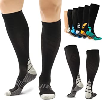 Alvada Compression Socks Women & Men with Foot Massage Pad and Arch Support