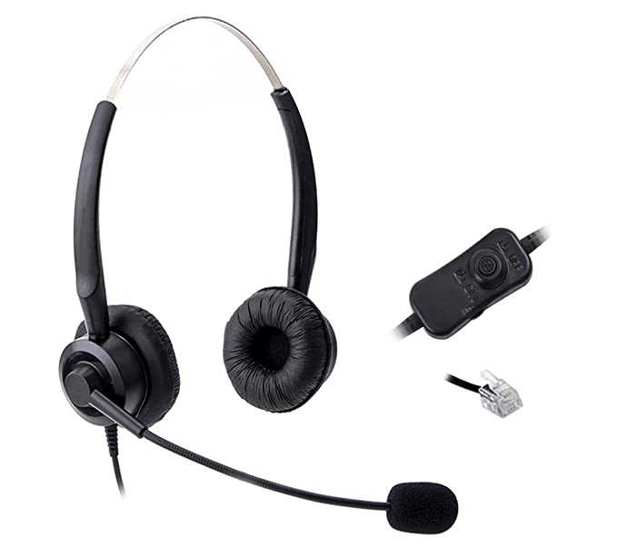 Comdio Corded Headset Headphones Ear Phone   Volume Mute Control for Nortel Networks Nt Nothern Telecom Meridian PBX Norstar M7208 M7310 M7324 Elite DTU Series Avaya Lucent Voip Ip Telephone (Binaural CH201VA5)