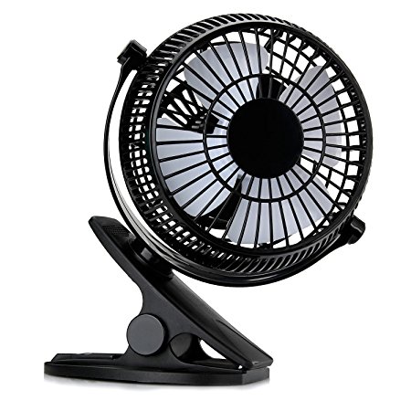 Dealgadgets Mini USB Clip and Desk Personal Fan, 360 Degree Rotation Mini Table Fan with Quiet Operation and Powerful Airflow (Black)