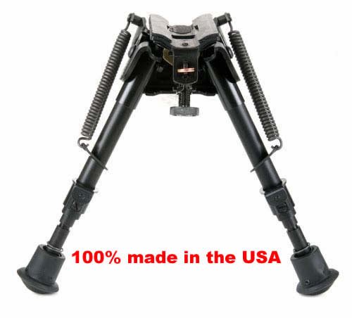 BRMS Harris bipod, 6" to 9" Swivels (tilts), notched legs spring loaded