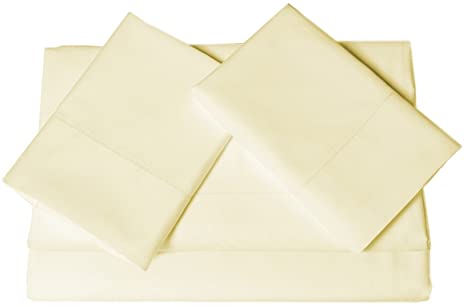 Tribeca Living 800 Thread Count Egyptian Cotton Sateen Extra Deep Pocket Sheet Set, King, Ivory