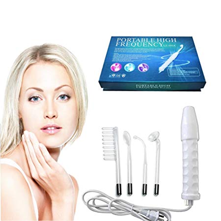 SGDOLL High Frequency Facial Machine, Portable Handheld High Frequency Wand Skin Tightening Acne Spot Wrinkles Remover Beauty Therapy Puffy Eyes Body Care Facial Machine