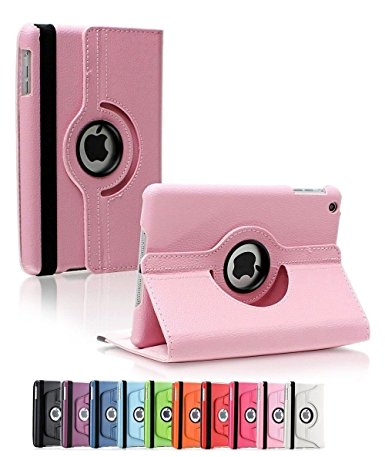 ShopNY Case - Apple iPad Air Case - 360 Degree Rotating Stand Case Cover with Auto Sleep / Wake Feature for iPad Air / iPad 5 (5th Generation) (Light Pink)