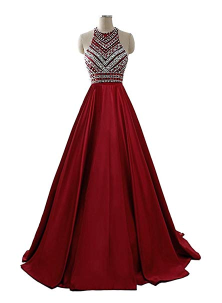 HEIMO Women's Sequins Evening Party Gowns Beading Formal Prom Dresses Long H187