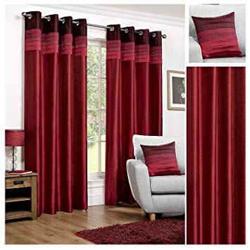 Hamilton McBride Seattle Red Ring Top / Eyelet Fully Lined Readymade Curtain Pair 66x90in(167x228cm) Approx