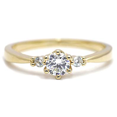 Gieschen Jewelers 'Radiant' 14K Gold-Plated (Rose/White/Yellow) Three-Stone CZ Crystal Ring