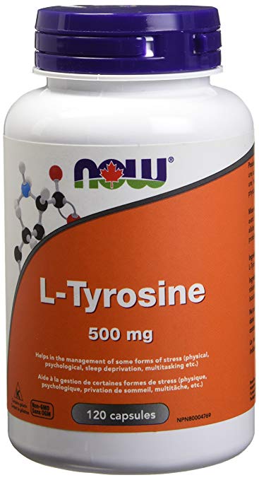 NOW L-Tyrosine (Freeform) Capsules, 500mg, 120 Count