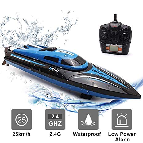 STOTOY Remote Control Boat for Lakes, Pools and Outdoor Adventure 4CH High Speed Electric RC Boat-Blue